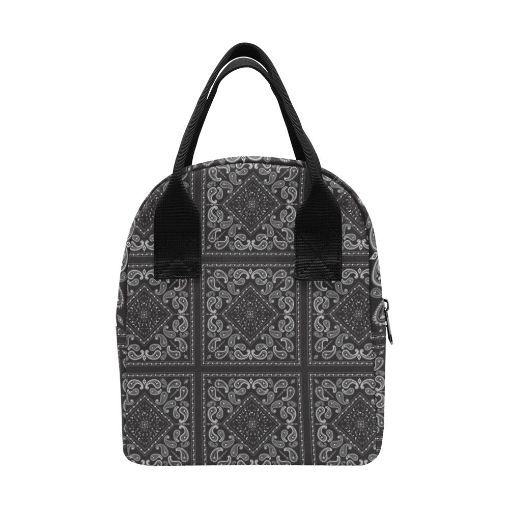 Bandana Black White Print Design LKS302 Insulated Lunch Bag