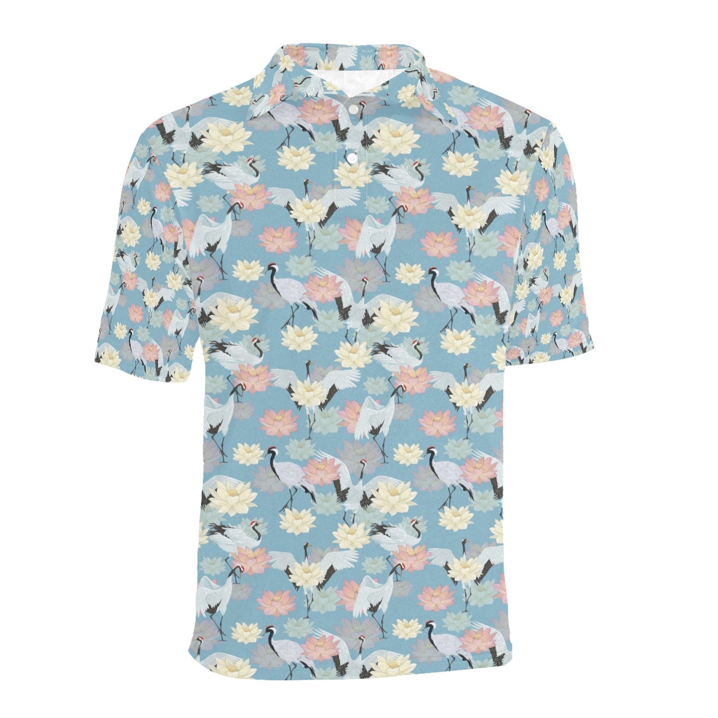 Water Lily Print Design LKS304 Men Polo Shirt