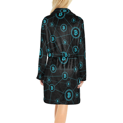 Cryptocurrency Pattern Print Design 01 Women's Fleece Robe