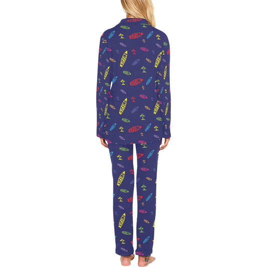 Surfboard Print Design LKS305 Women's Long Pajama Set