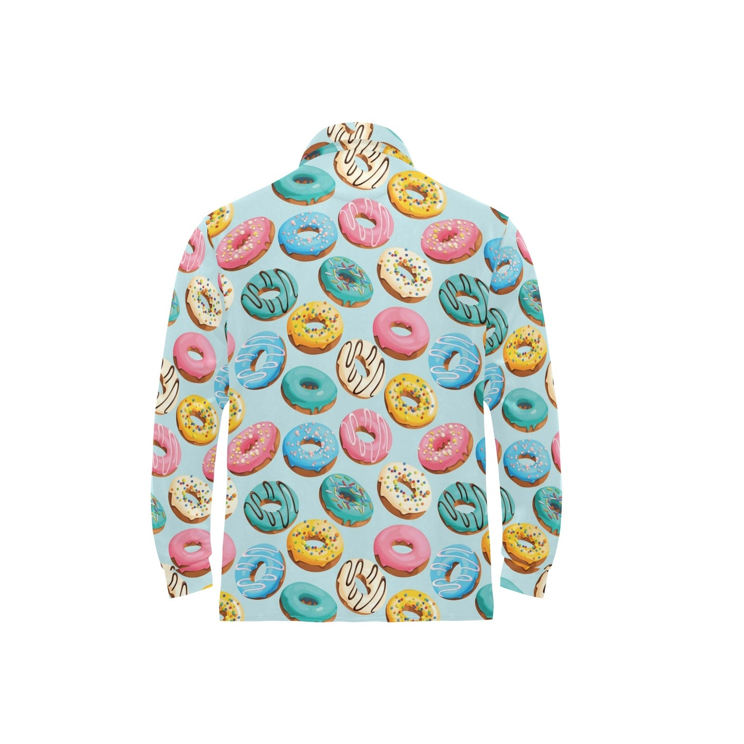 Donut Pattern Print Design DN05 Long Sleeve Polo Shirt For Men's