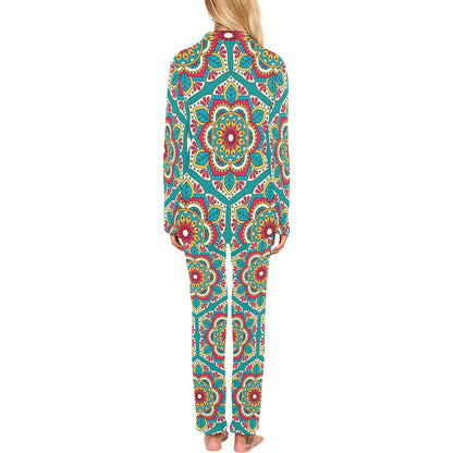 Mandala Pattern Print Design 03 Women's Long Pajama Set