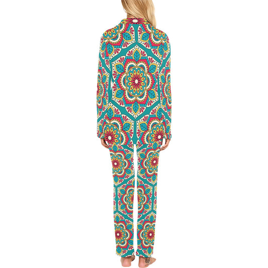 Mandala Pattern Print Design 03 Women's Long Pajama Set