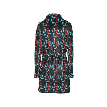 Mermaid Girl Themed Design Print Women's Fleece Robe