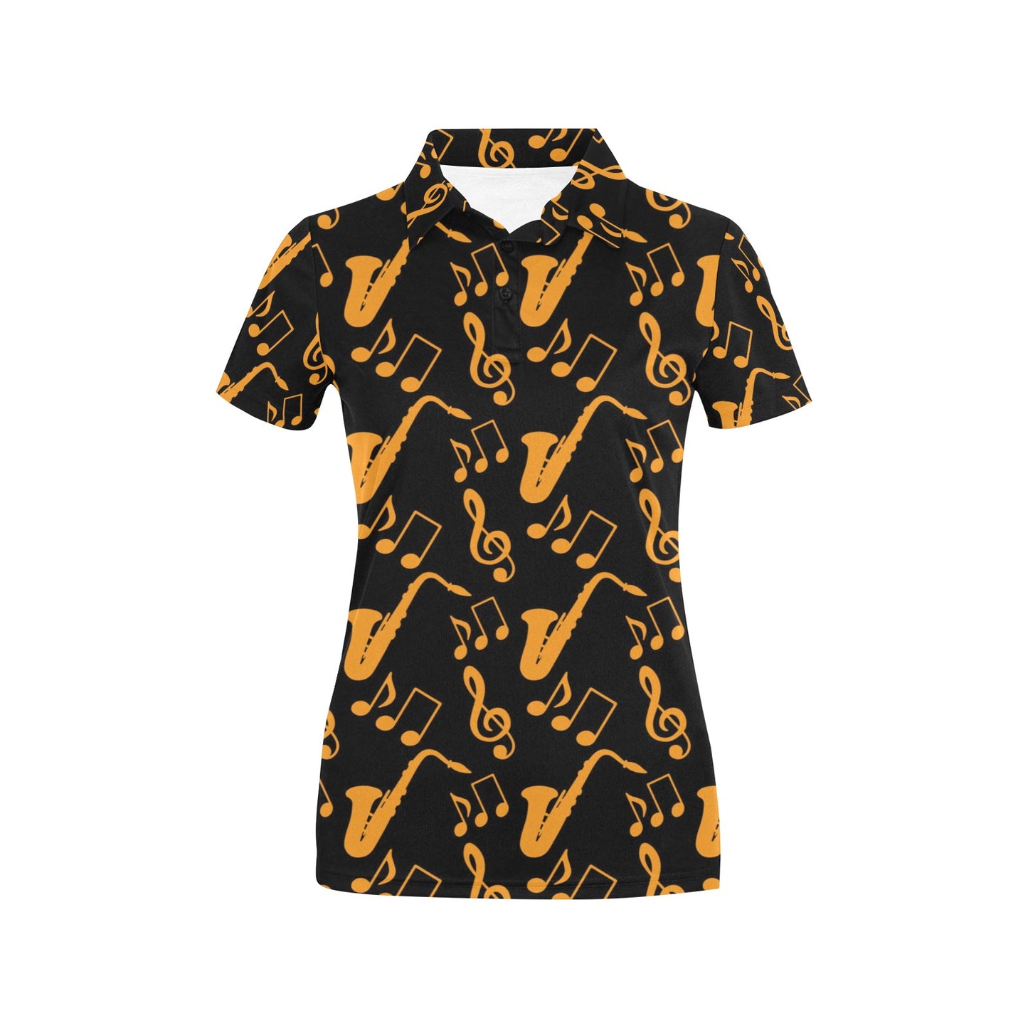 Saxophone Pattern Print Design 02 Women's Polo Shirt