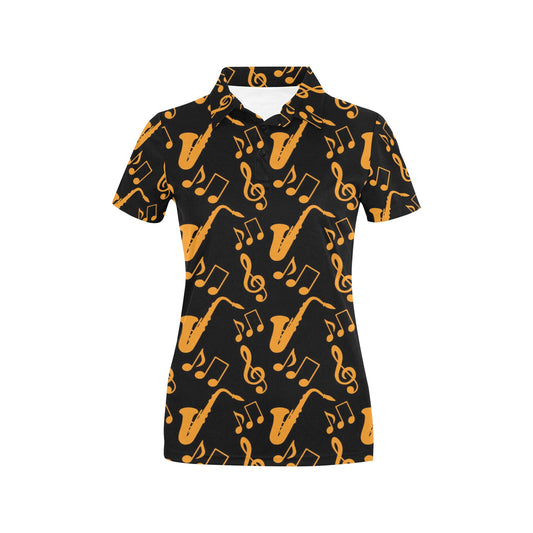 Saxophone Pattern Print Design 02 Women's Polo Shirt