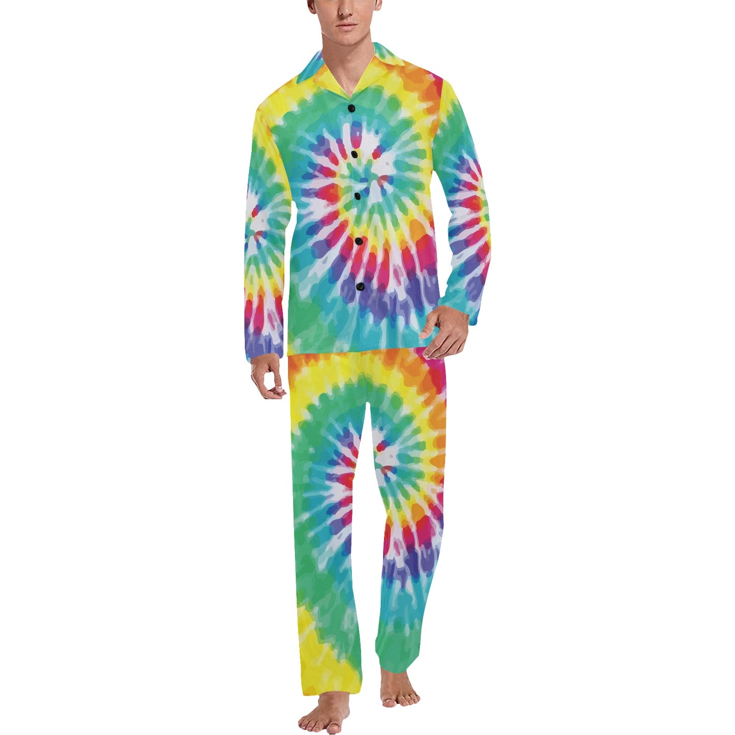 Tie Dye Men's Long Pajama Set