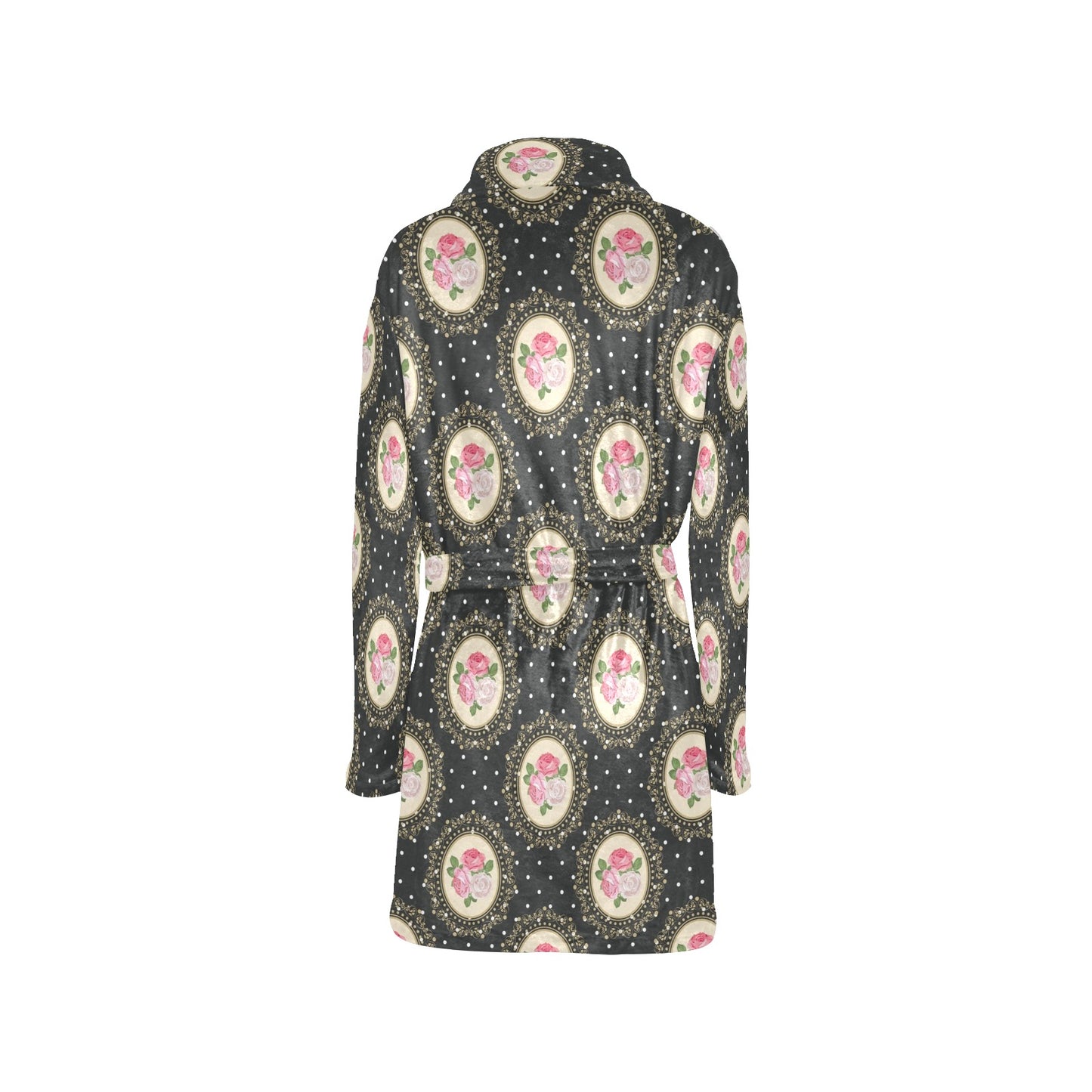 Rose Pattern Print Design RO015 Women's Fleece Robe