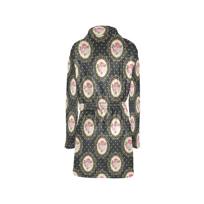 Rose Pattern Print Design RO015 Women's Fleece Robe