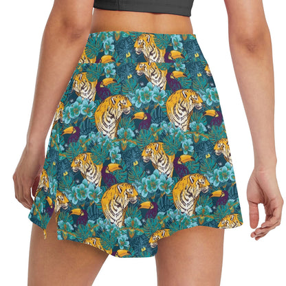 Tiger Tropical Print Design LKS301 17" Golf & Pickleball Skort with Pockets