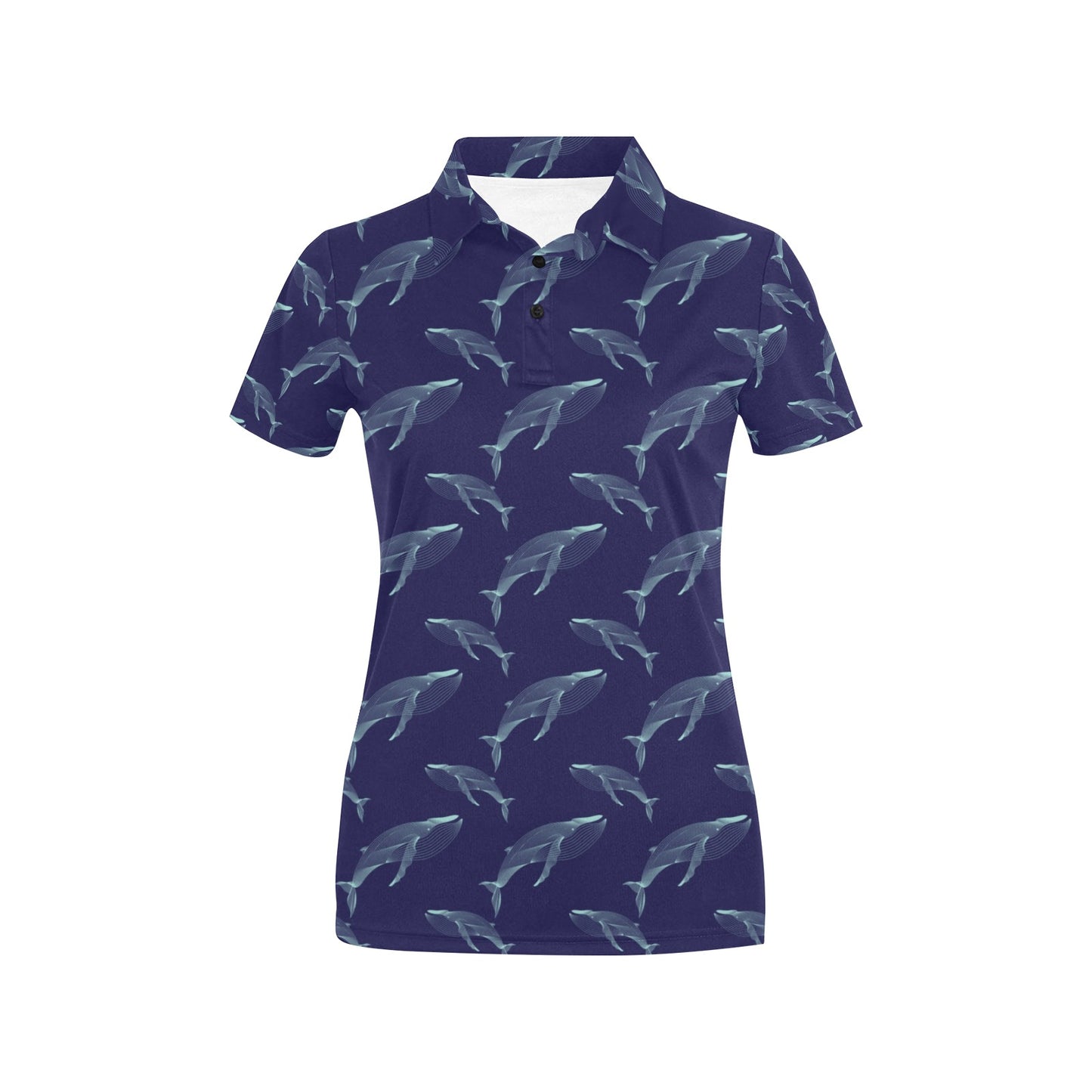 Blue Whale Print Design LKS402 Women's Polo Shirt