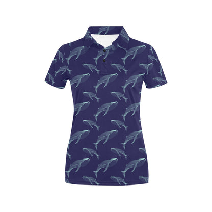 Blue Whale Print Design LKS402 Women's Polo Shirt