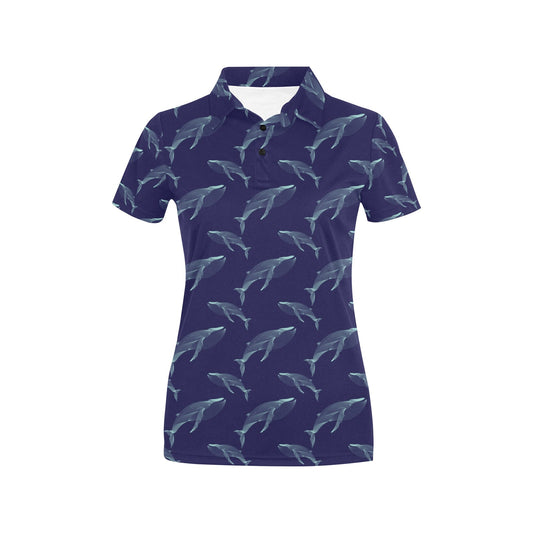 Blue Whale Print Design LKS402 Women's Polo Shirt