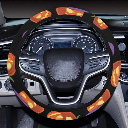 Witch Pumpkin Halloween Print LKS302 Steering Wheel Cover with Elastic Edge