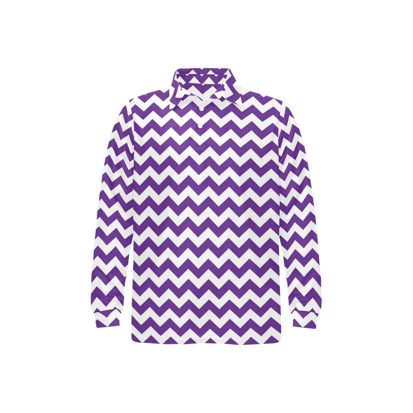 Chevron Purple Pattern Print Design 03 Long Sleeve Polo Shirt For Men's