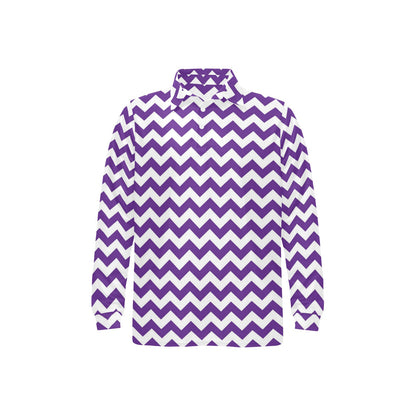 Chevron Purple Pattern Print Design 03 Long Sleeve Polo Shirt For Men's