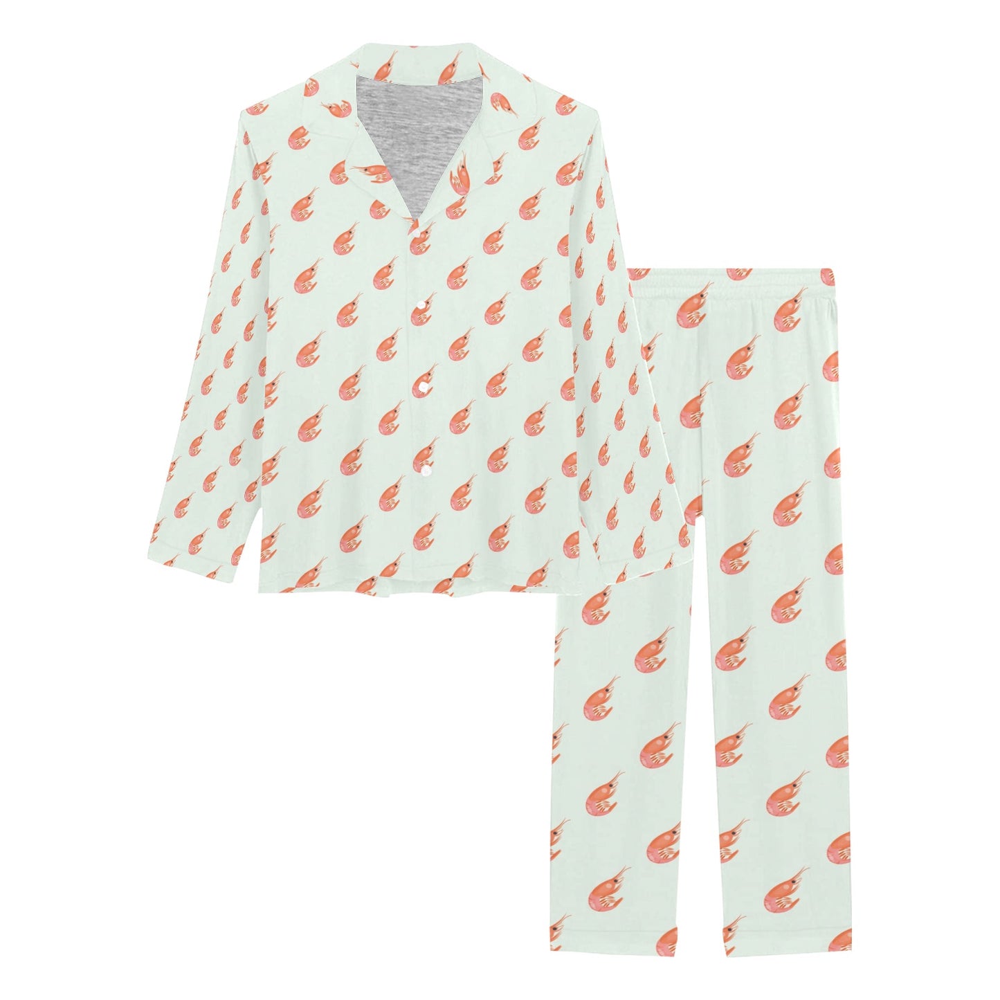 Shrimp Print Design LKS304 Women's Long Pajama Set