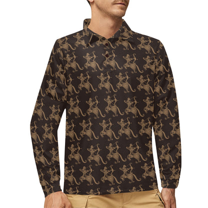 Sagittarius Print Design LKS301 Long Sleeve Polo Shirt For Men's