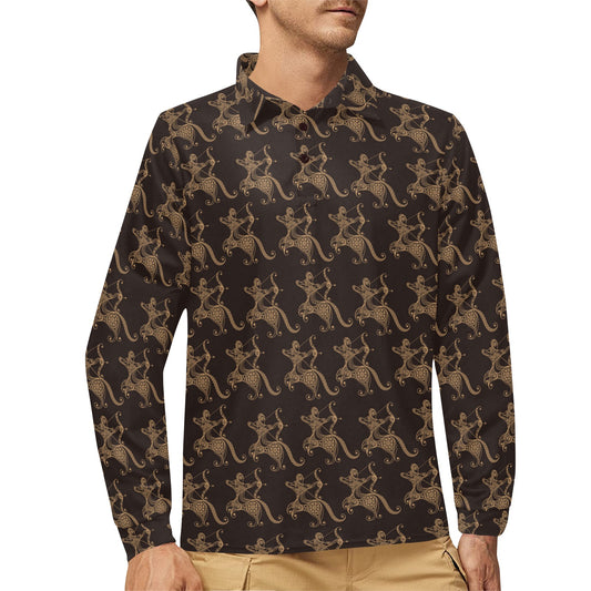 Sagittarius Print Design LKS301 Long Sleeve Polo Shirt For Men's
