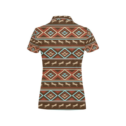 Western Horse Pattern Print LKS301 Women's Polo Shirt