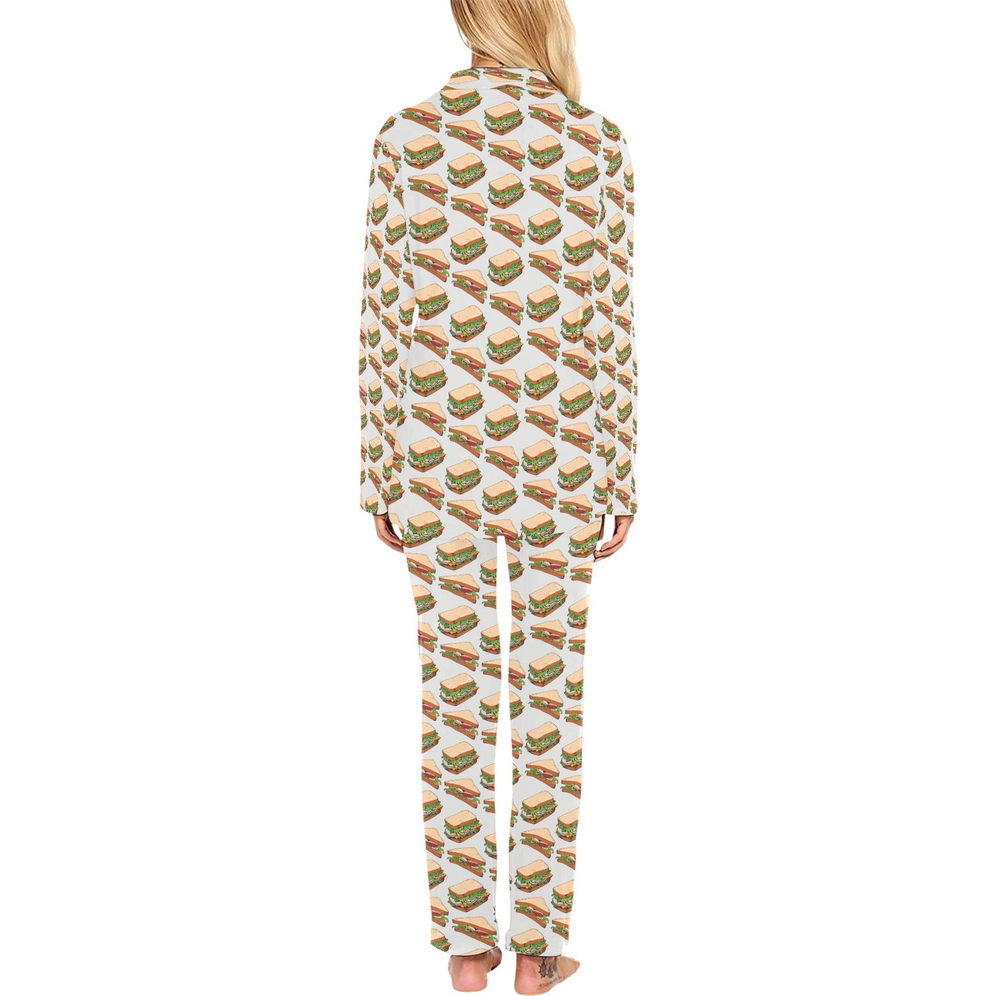 Sandwich Print Design LKS302 Women's Long Pajama Set