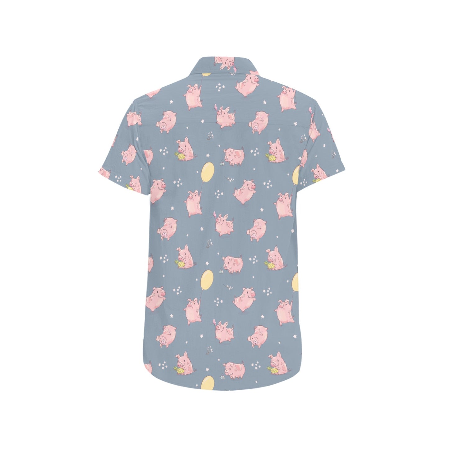 Pig Print Design LKS405 Men Short Sleeve Button Up Shirt