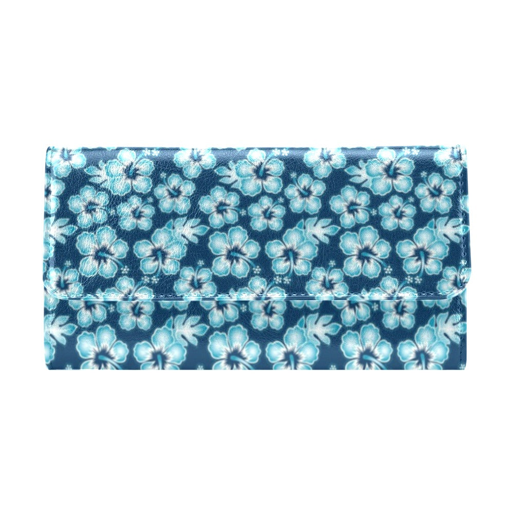 Hibiscus Flower Hawaiian Themed Women's Trifold Wallet