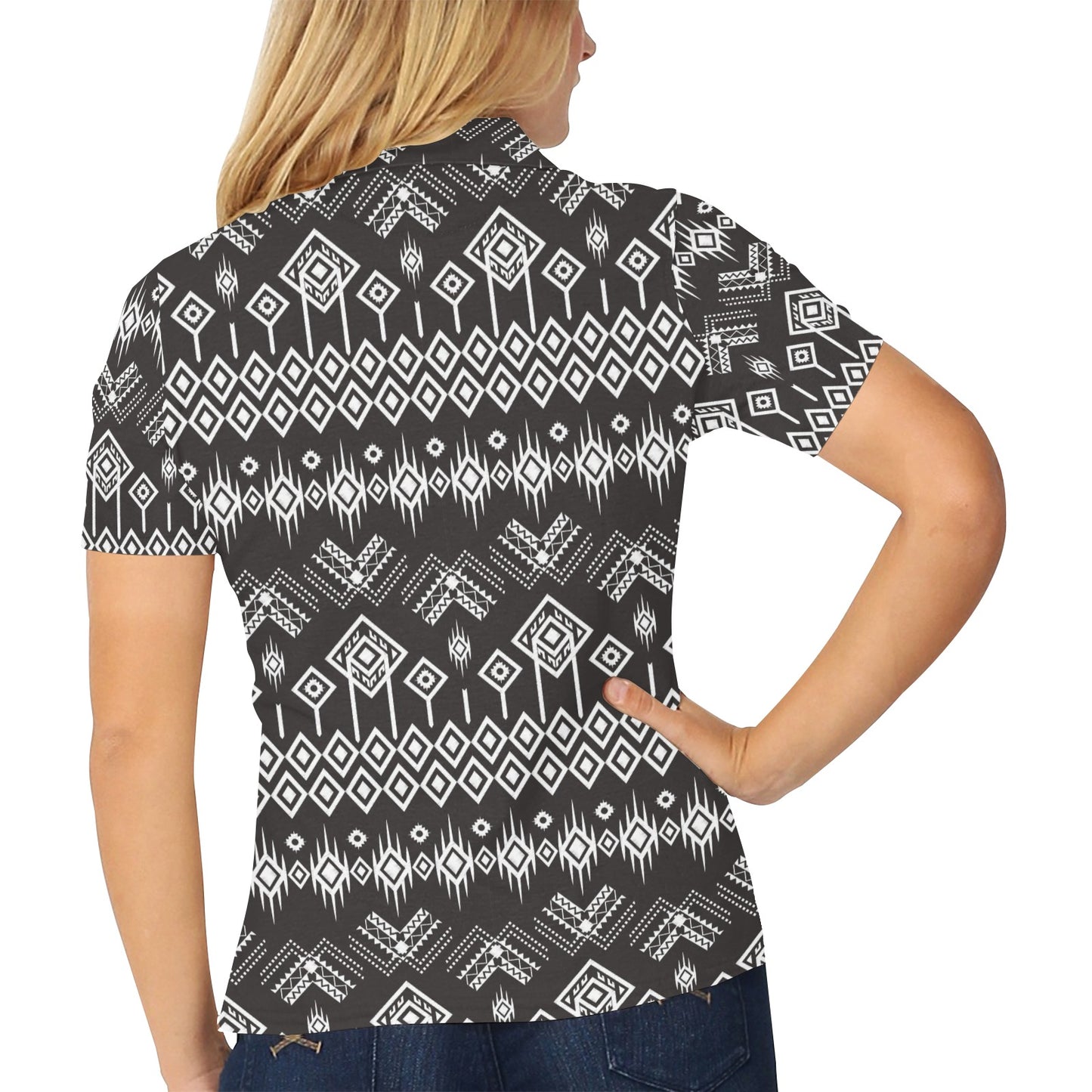 Tribal Pattern Print Design LKS304 Women's Polo Shirt