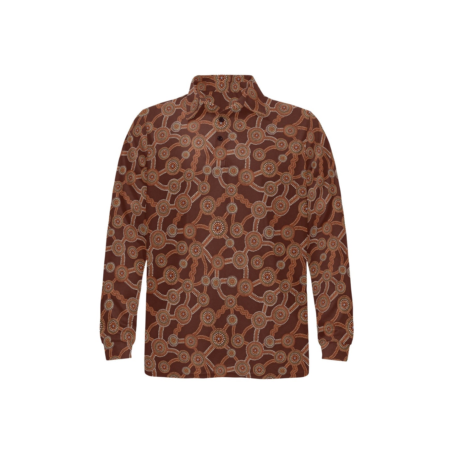 Aboriginal Pattern Print Design 03 Long Sleeve Polo Shirt For Men's