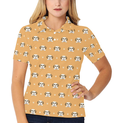 Shih Tzu Print Design LKS303 Women's Polo Shirt