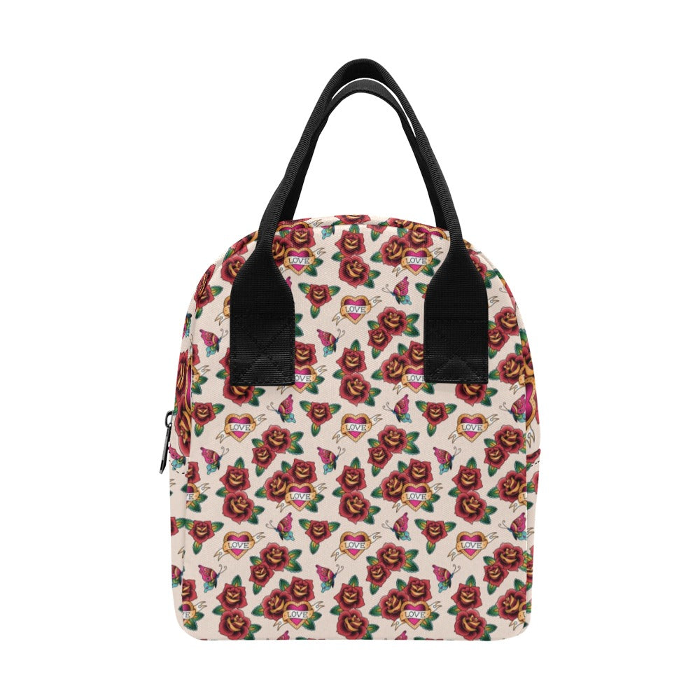Tattoo Rose Print Design LKS302 Insulated Lunch Bag