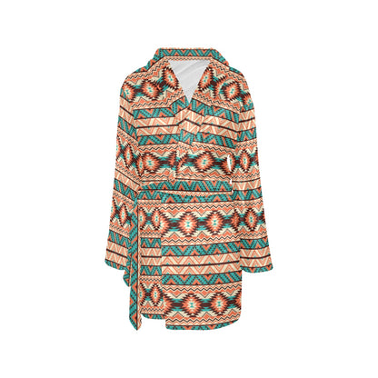 Navajo Western Style Print Pattern Women's Fleece Robe