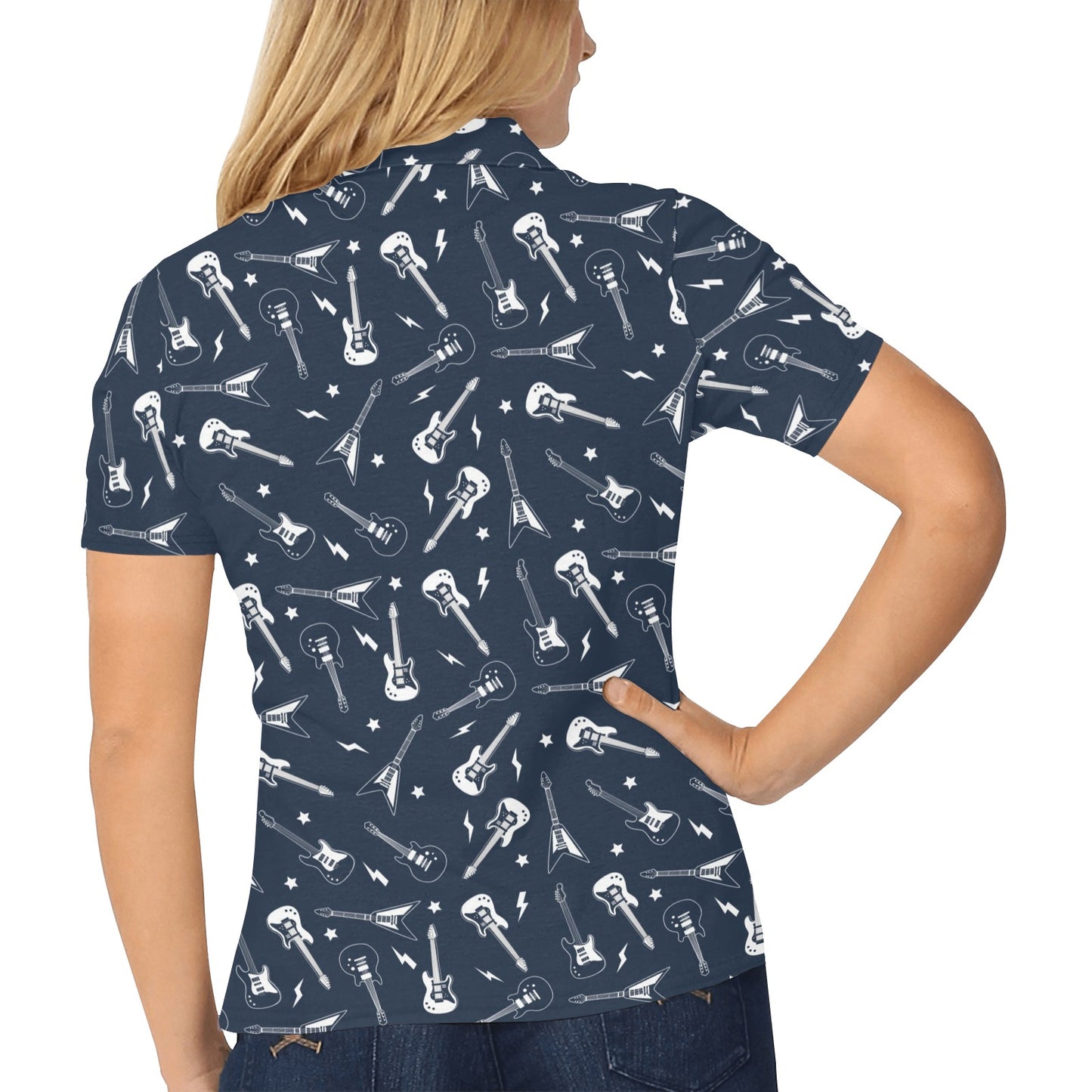 Electric Guitar Print Design LKS402 Women's Polo Shirt