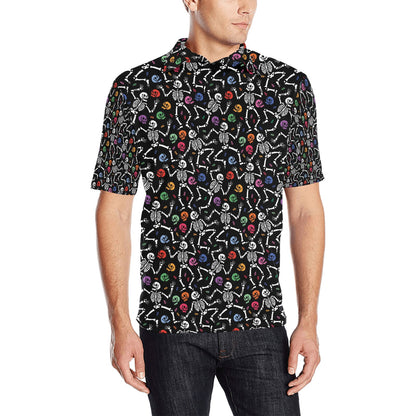 Skeleton Print Design LKS307 Men Polo Shirt