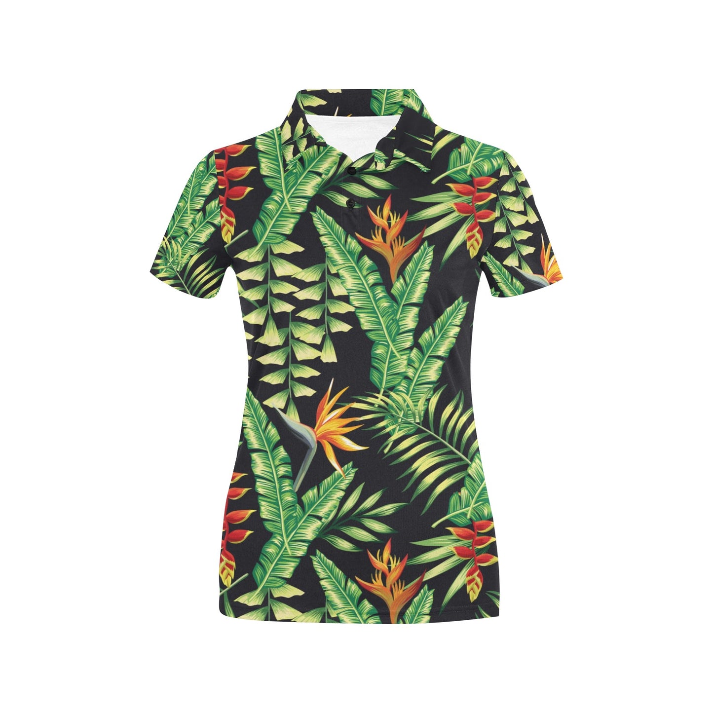 Hawaiian Flower Tropical Palm Leaves Women's Polo Shirt