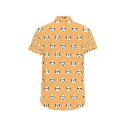 Shih Tzu Print Design LKS303 Men Short Sleeve Button Up Shirt