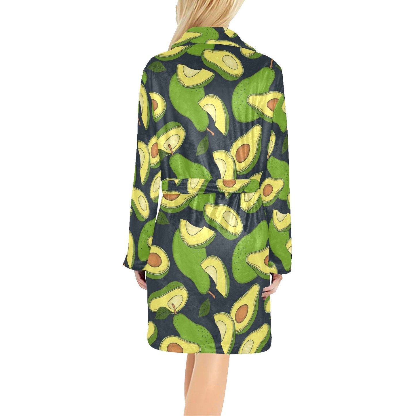 Avocado Pattern Print Design AC013 Women's Fleece Robe