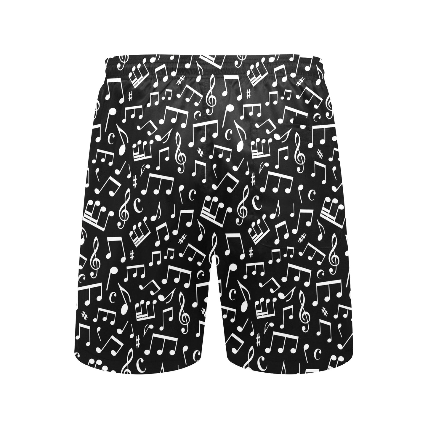 Music Note Black white Themed Print Men's Swim Trunks Beach Shorts