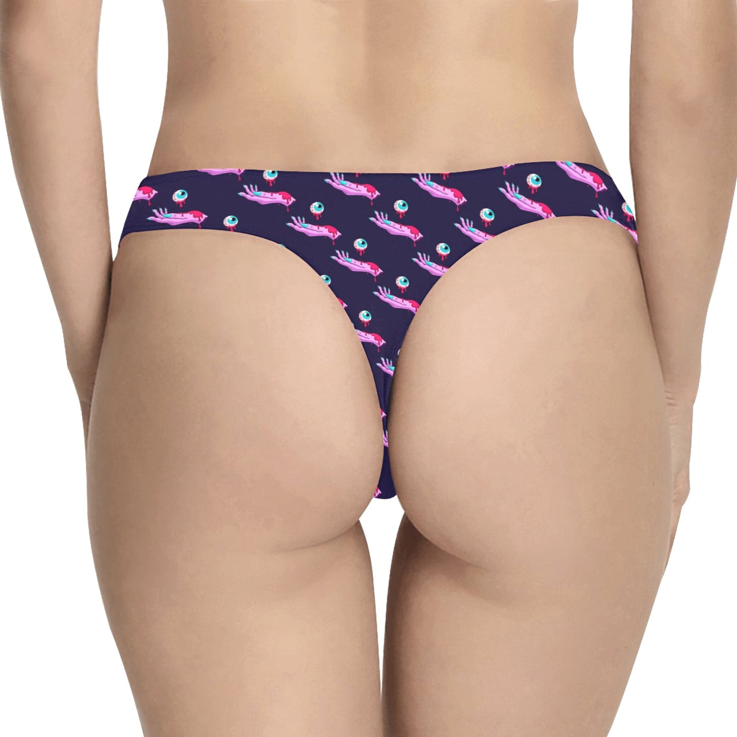 Zombie Pink Hand Design Pattern Print Women's Thongs
