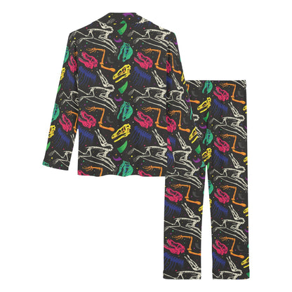 Dinosaur Skull Color Print Pattern Women's Long Pajama Set