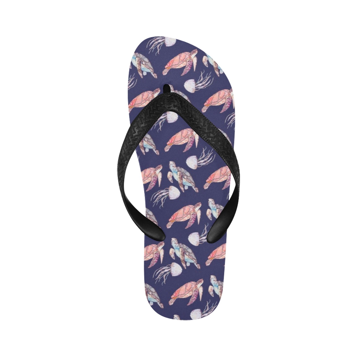 Sea Turtle With Jelly Fish Print Design LKS301 Flip Flops