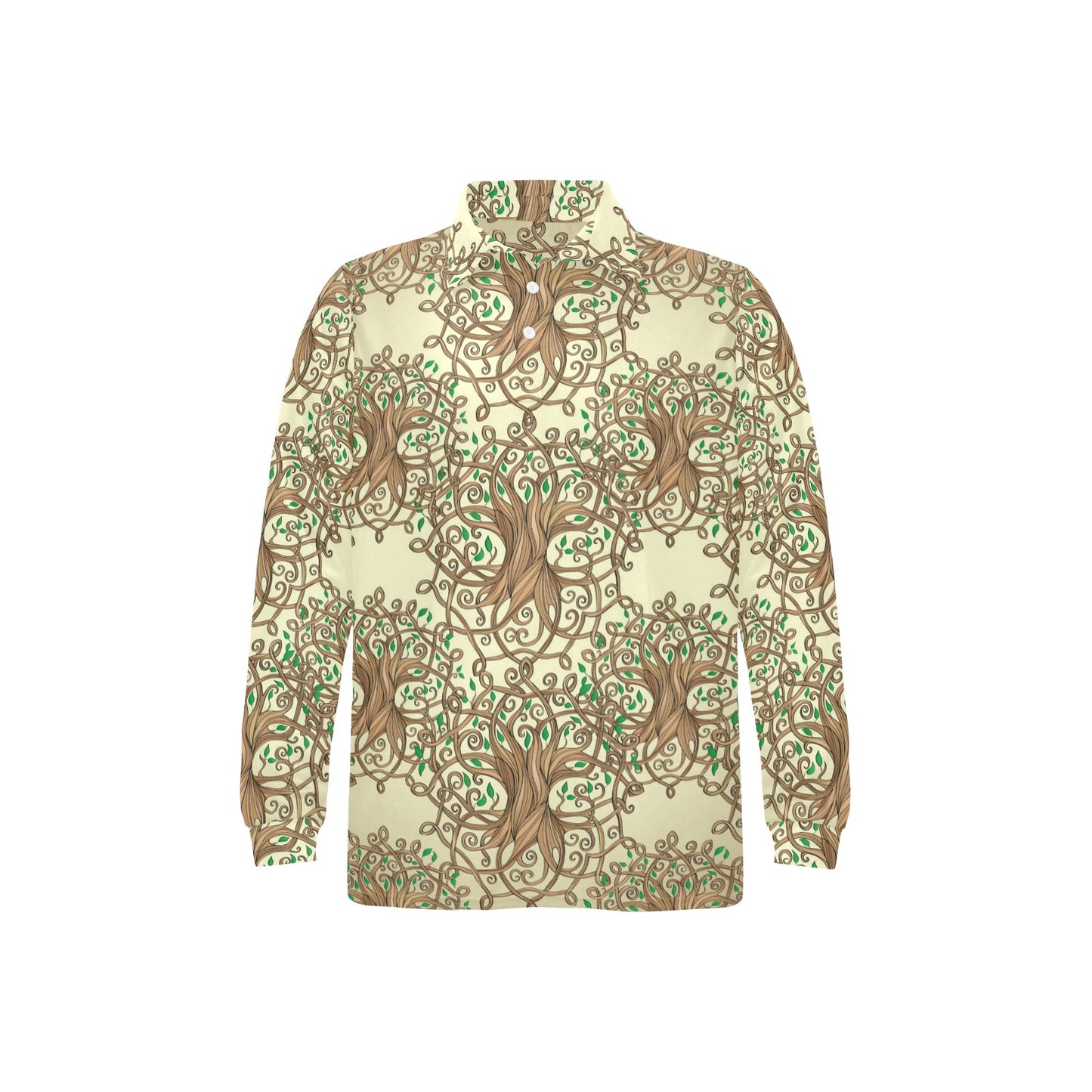 Celtic Tree of life Long Sleeve Polo Shirt For Men's