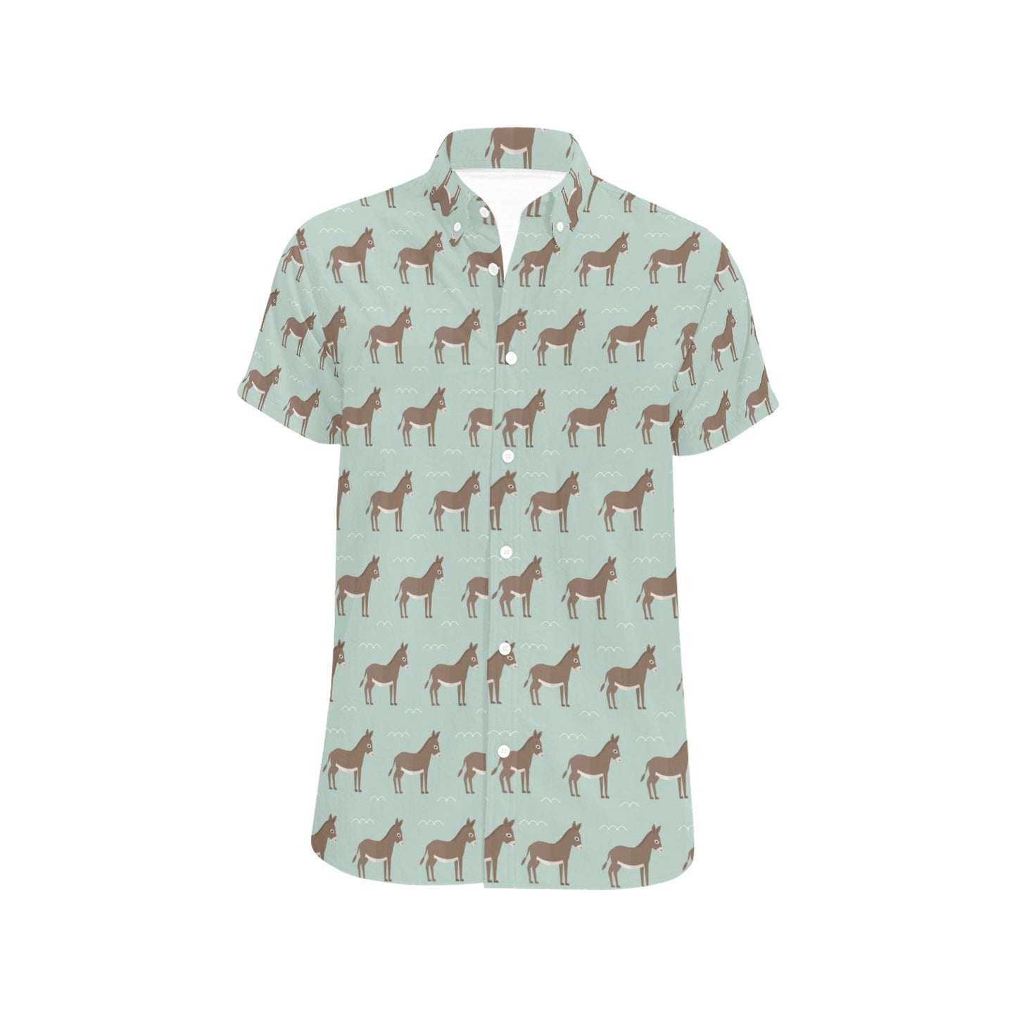 Donkey Print Design LKS402 Men Short Sleeve Button Up Shirt