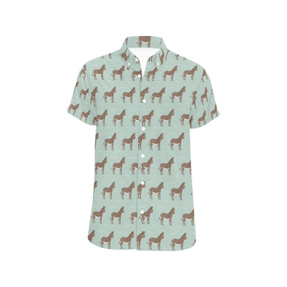 Donkey Print Design LKS402 Men Short Sleeve Button Up Shirt