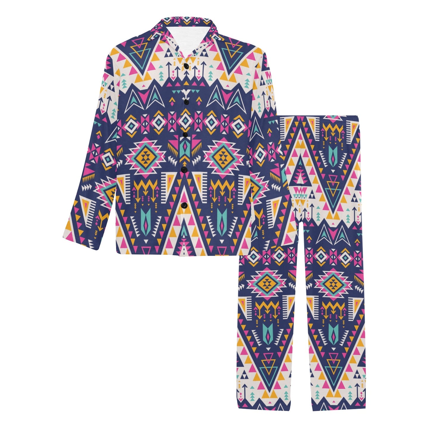 Pink Tribal Aztec native american Men's Long Pajama Set