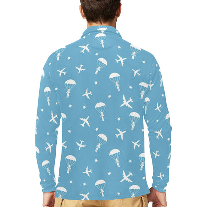 Skydiver Print Design LKS303 Long Sleeve Polo Shirt For Men's