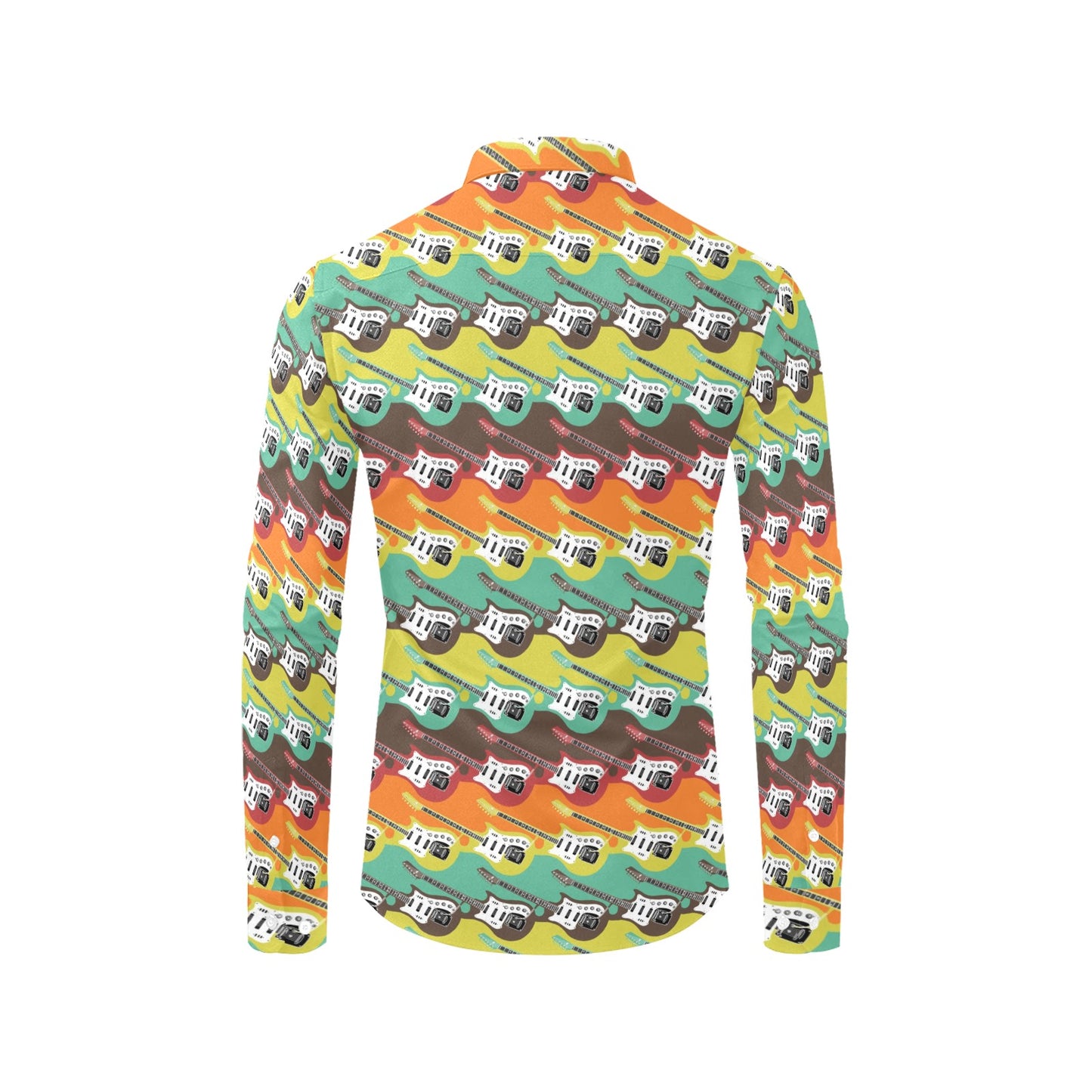 Electric Guitar Print Design LKS401 Men's Long Sleeve Dress Shirt