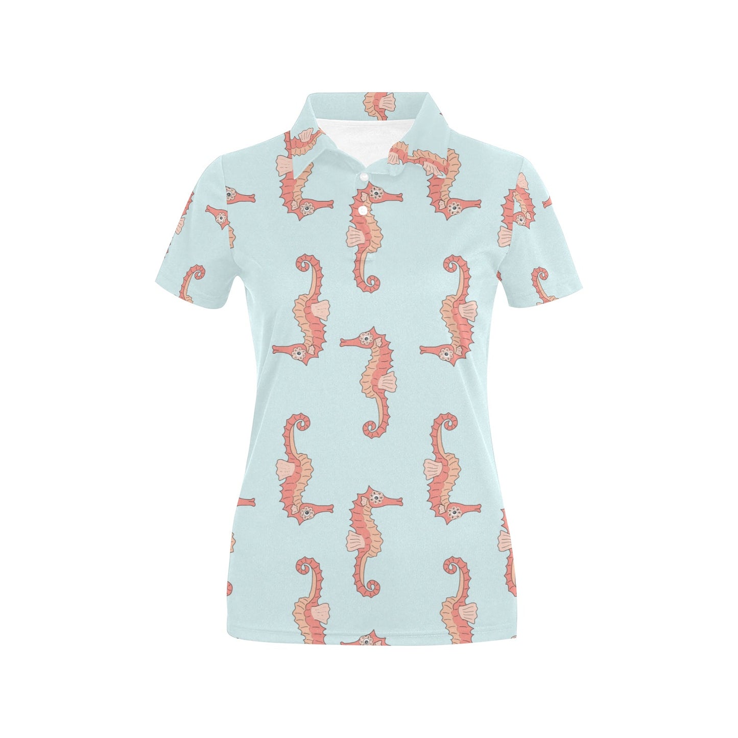 SeaHorse Pattern Print Design 01 Women's Polo Shirt