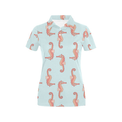 SeaHorse Pattern Print Design 01 Women's Polo Shirt