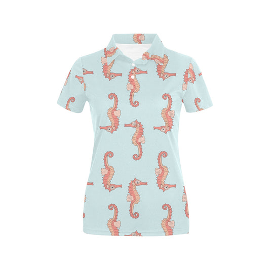 SeaHorse Pattern Print Design 01 Women's Polo Shirt